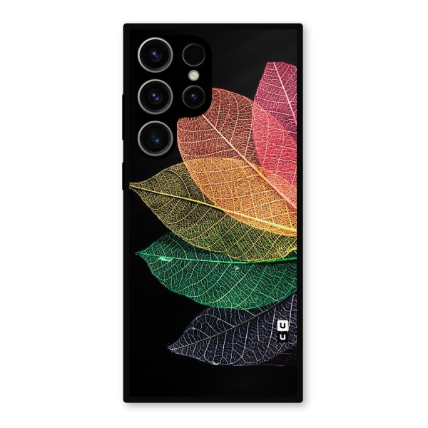 Net Leaf Color Design Metal Back Case for Galaxy S23 Ultra