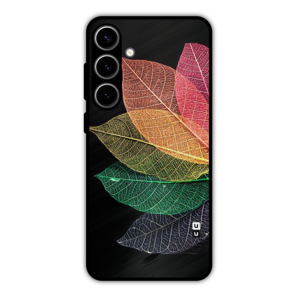 Net Leaf Color Design Metal Back Case for Galaxy S24 Plus
