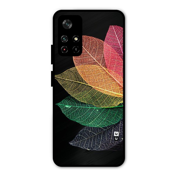 Net Leaf Color Design Metal Back Case for Redmi Note 11T 5G