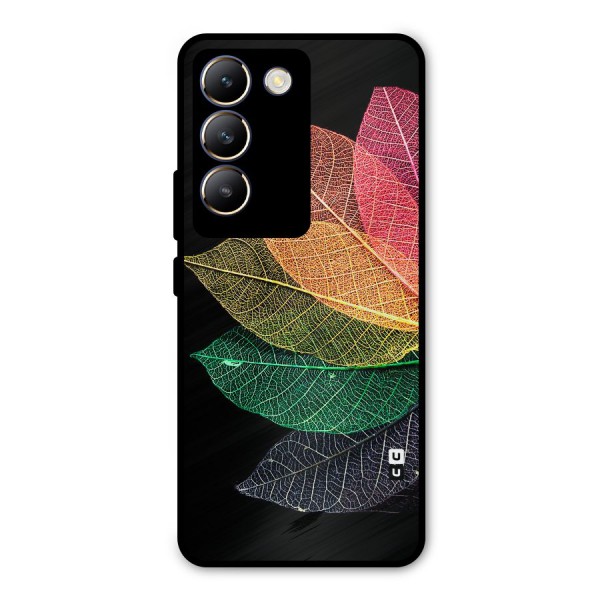 Net Leaf Color Design Metal Back Case for Vivo T3 5G