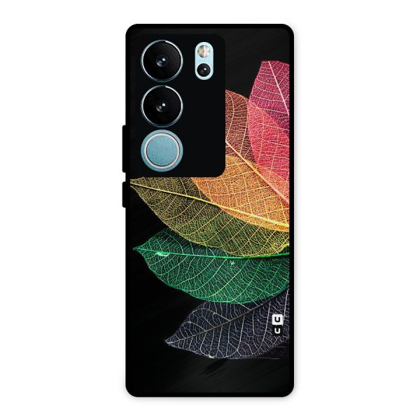 Net Leaf Color Design Metal Back Case for Vivo V29 Pro