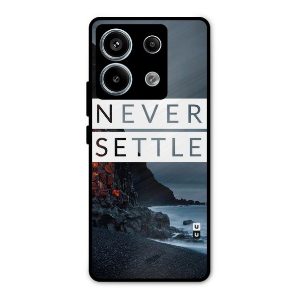 Never Settle Dark Beach Metal Back Case for Redmi Note 13 Pro 5G