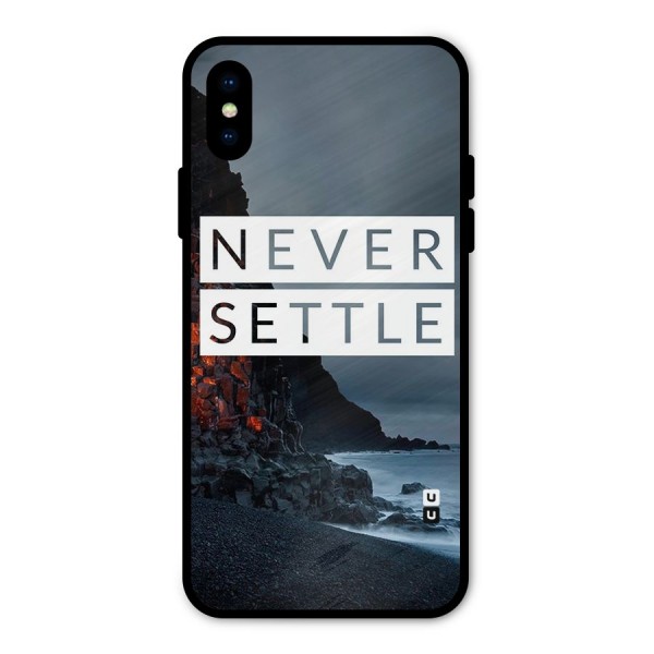Never Settle Dark Beach Metal Back Case for iPhone X