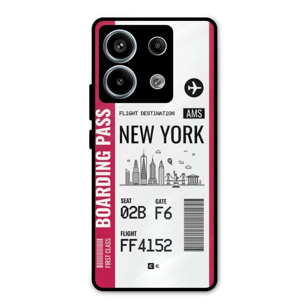 New York Boarding Pass Metal Back Case for Redmi Note 13 Pro 5G