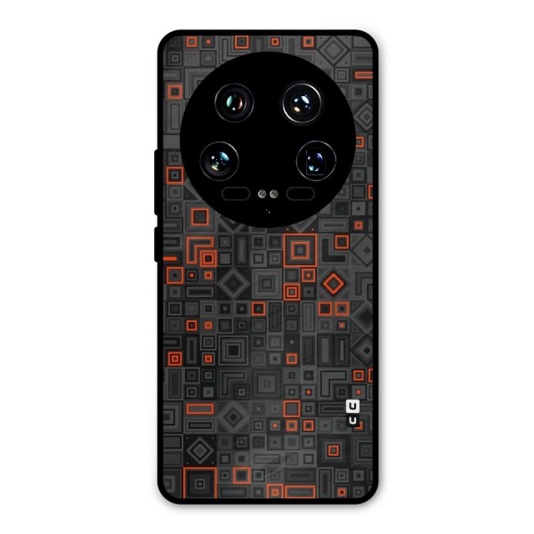 Orange Shapes Abstract Metal Back Case for Xiaomi 14 Ultra