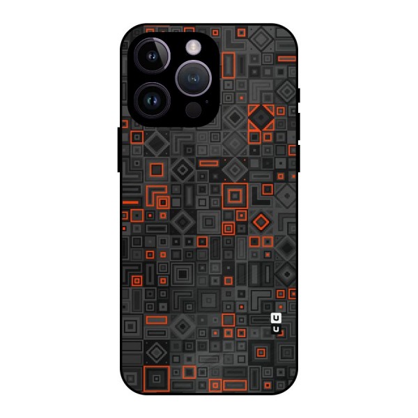 Orange Shapes Abstract Metal Back Case for iPhone 14 Pro Max