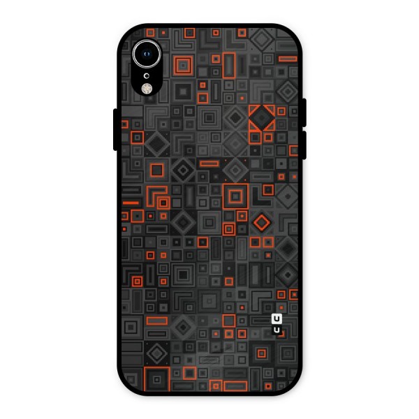 Orange Shapes Abstract Metal Back Case for iPhone XR
