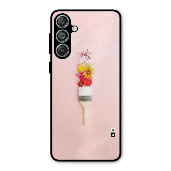 Painted Flowers Metal Back Case for Galaxy M55 5G