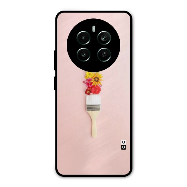 Painted Flowers Metal Back Case for Realme 12 Plus