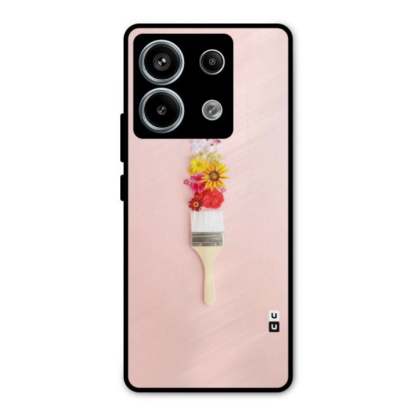 Painted Flowers Metal Back Case for Redmi Note 13 Pro 5G
