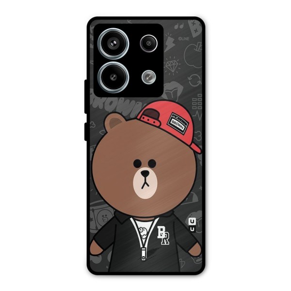 Panda Brown Metal Back Case for Redmi Note 13 Pro 5G