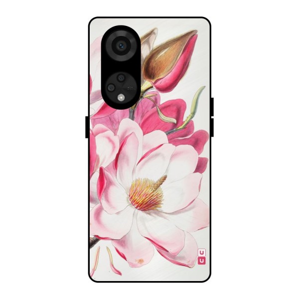 Pink Beautiful Flower Metal Back Case for Reno8 T 5G