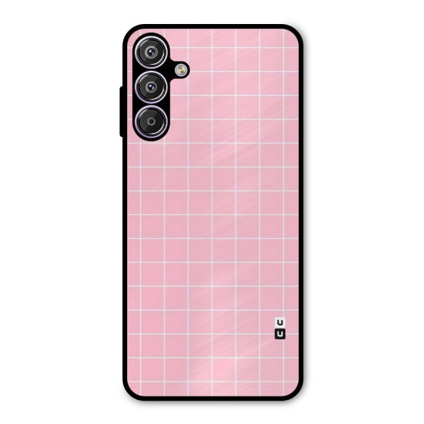 Pink Checks Metal Back Case for Galaxy F15