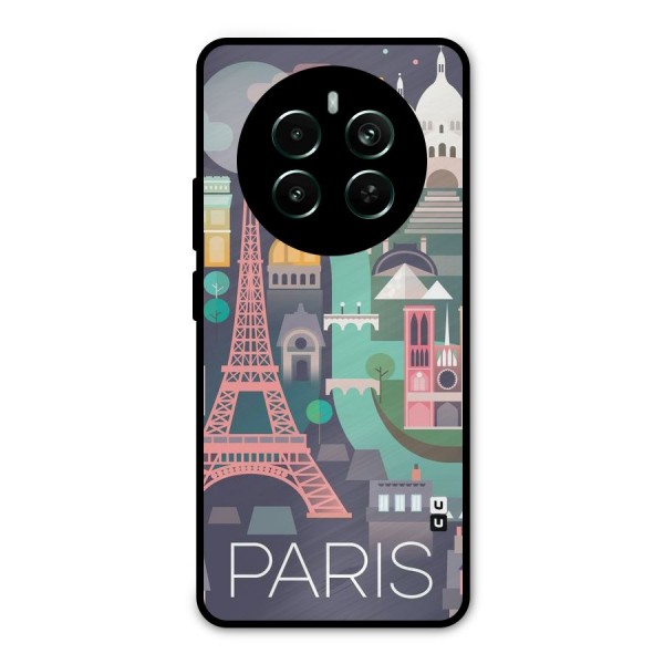 Pink Cute Tower Metal Back Case for Realme 12 Plus