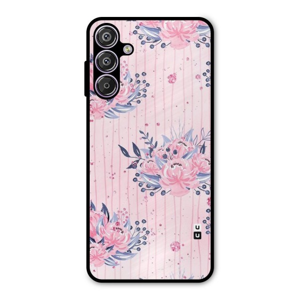 Pink Floral and Stripes Metal Back Case for Galaxy F15