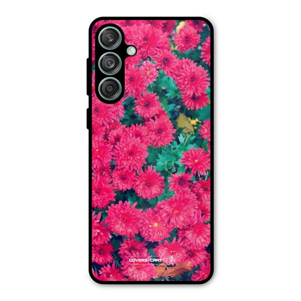 Pink Flowers Metal Back Case for Galaxy M55 5G