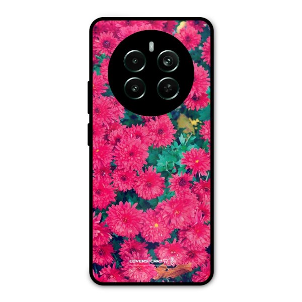 Pink Flowers Metal Back Case for Realme 12 Plus