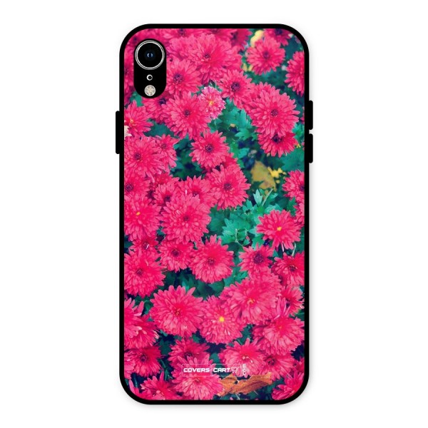 Pink Flowers Metal Back Case for iPhone XR