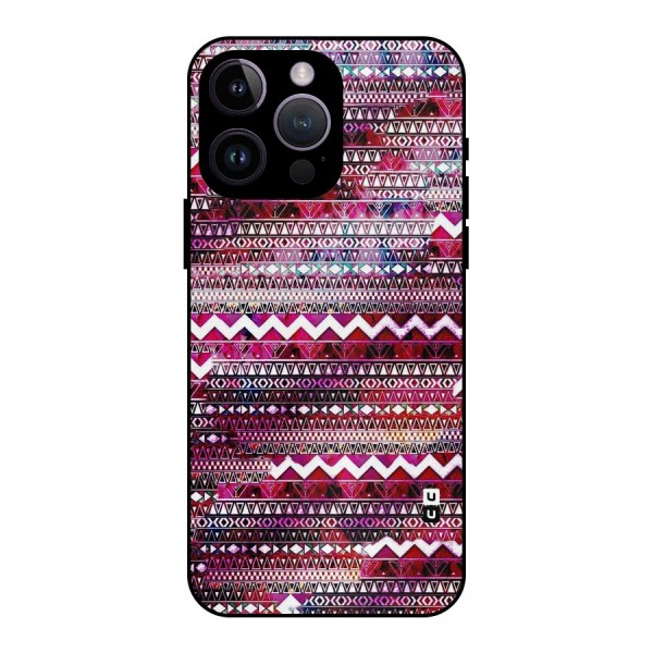 Pink Indie Pattern Metal Back Case for iPhone 14 Pro Max