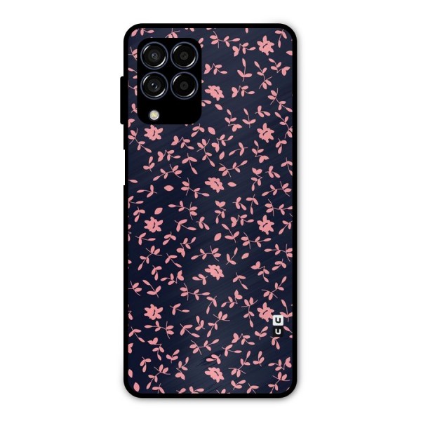 Pink Plant Design Metal Back Case for Galaxy M53 5G