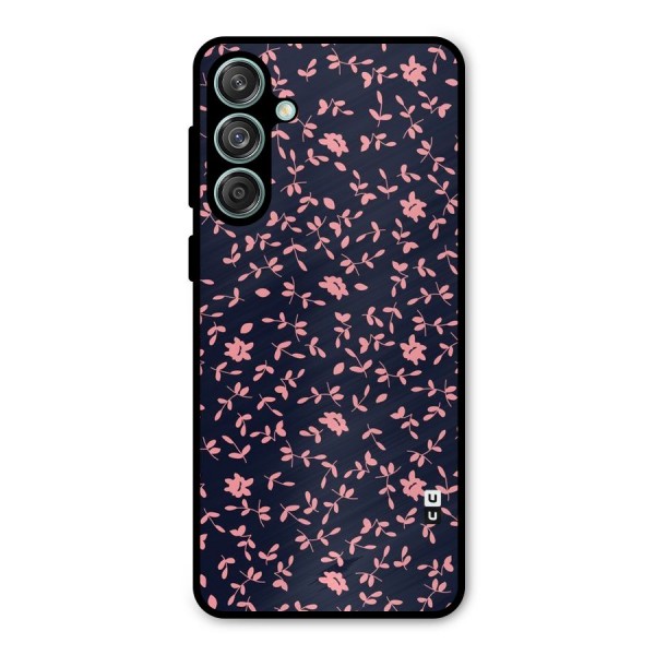 Pink Plant Design Metal Back Case for Galaxy M55 5G