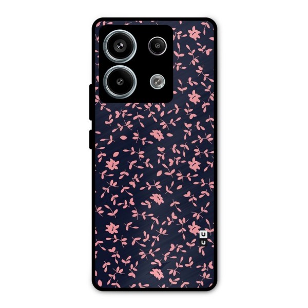 Pink Plant Design Metal Back Case for Redmi Note 13 Pro 5G