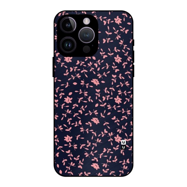 Pink Plant Design Metal Back Case for iPhone 14 Pro Max