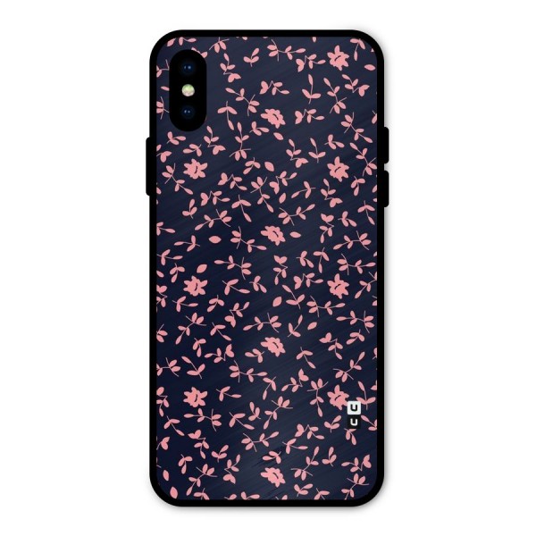 Pink Plant Design Metal Back Case for iPhone X