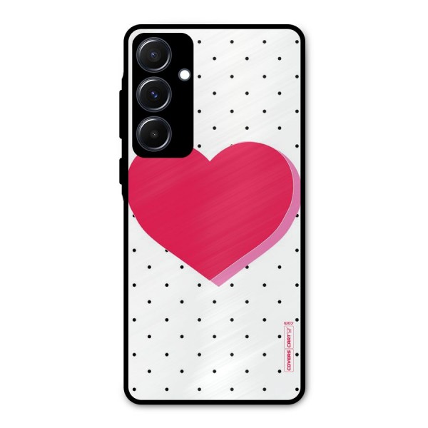 Pink Polka Heart Metal Back Case for Galaxy A55