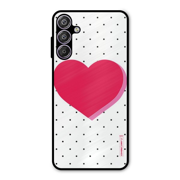 Pink Polka Heart Metal Back Case for Galaxy F15