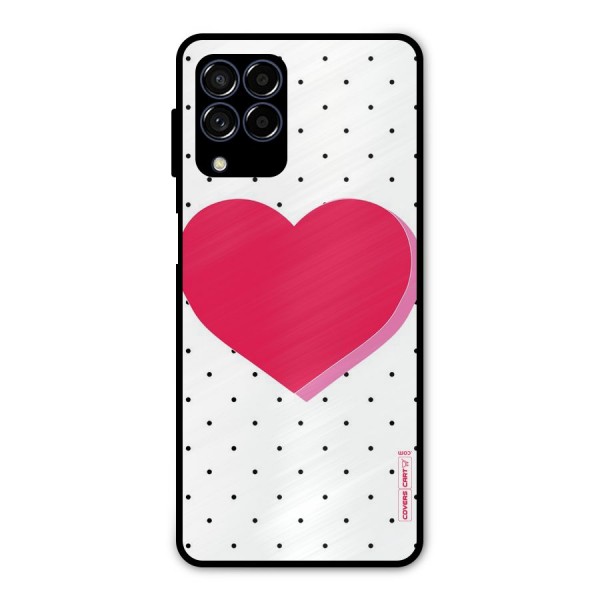 Pink Polka Heart Metal Back Case for Galaxy M53 5G