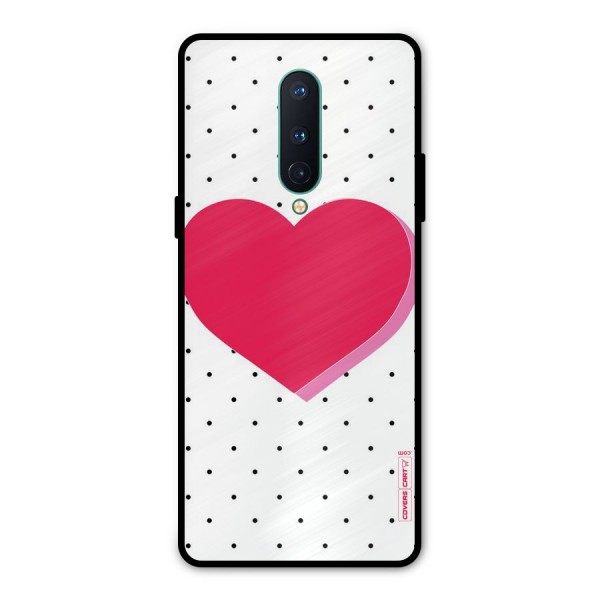 Pink Polka Heart Metal Back Case for OnePlus 8