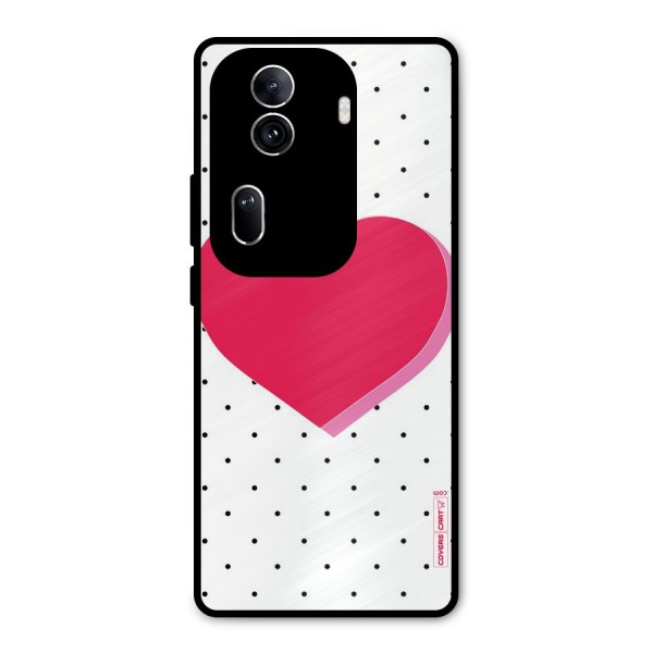 Pink Polka Heart Metal Back Case for Oppo Reno11 Pro 5G