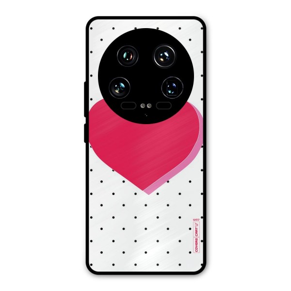 Pink Polka Heart Metal Back Case for Xiaomi 14 Ultra