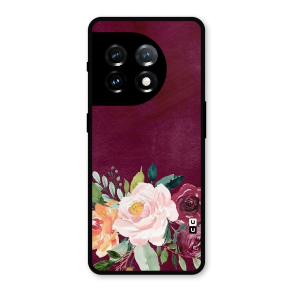 Plum Floral Design Metal Back Case for OnePlus 11