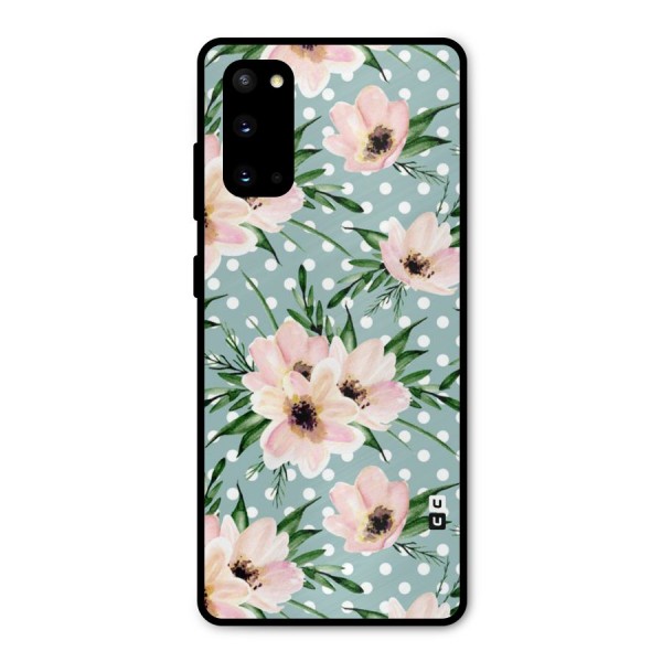 Polka Art Floral Metal Back Case for Galaxy S20