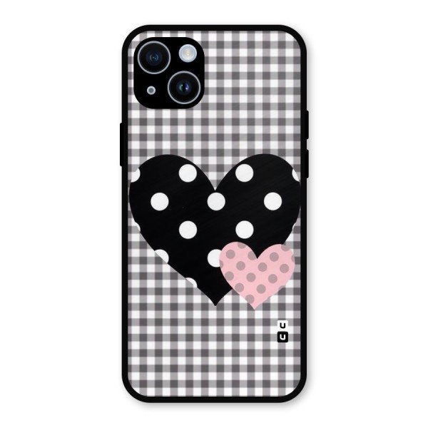 Polka Check Hearts Metal Back Case for iPhone 14