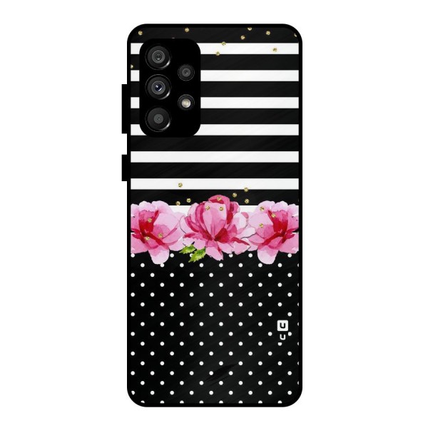 Polka Floral Stripes Metal Back Case for Galaxy A73 5G