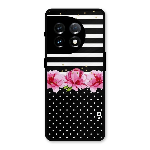 Polka Floral Stripes Metal Back Case for OnePlus 11