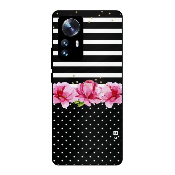 Polka Floral Stripes Metal Back Case for Xiaomi 12 Pro