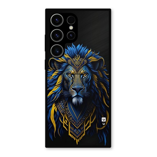 Premium Lion Abstract Portrait Art Metal Back Case for Galaxy S23 Ultra