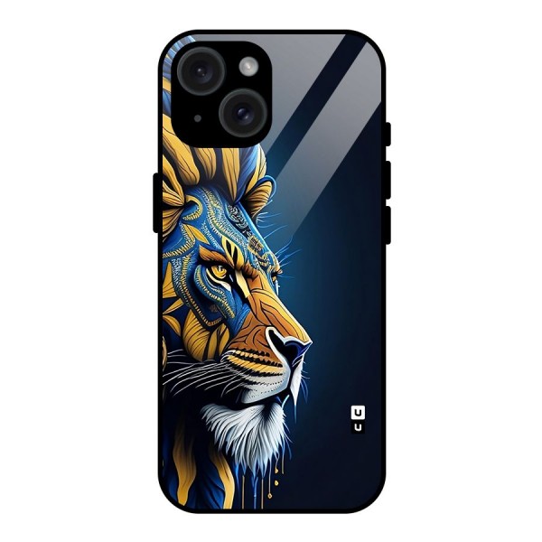 Premium Lion Abstract Side Art Glass Back Case for iPhone 15