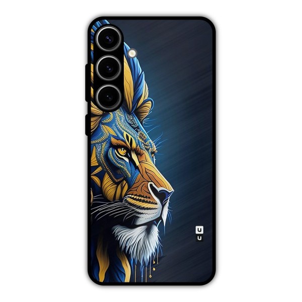 Premium Lion Abstract Side Art Metal Back Case for Galaxy S24 Plus