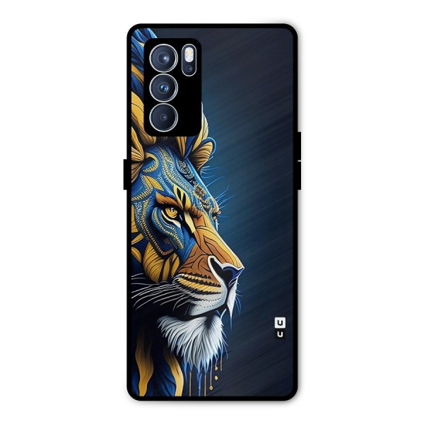 Premium Lion Abstract Side Art Metal Back Case for Oppo Reno6 Pro 5G