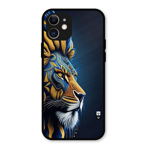 Premium Lion Abstract Side Art Metal Back Case for iPhone 12