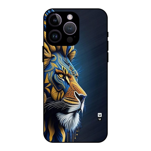 Premium Lion Abstract Side Art Metal Back Case for iPhone 14 Pro Max