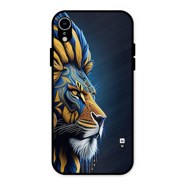 Premium Lion Abstract Side Art Metal Back Case for iPhone XR