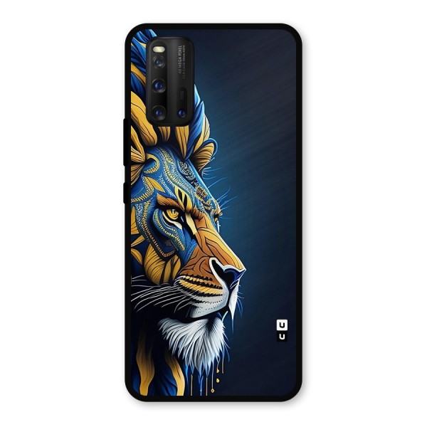 Premium Lion Abstract Side Art Metal Back Case for iQOO 3