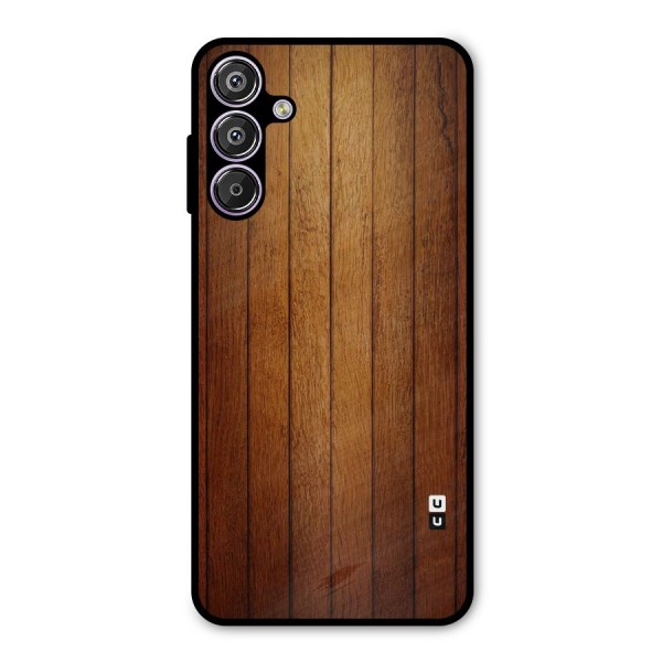 Proper Brown Wood Metal Back Case for Galaxy M15