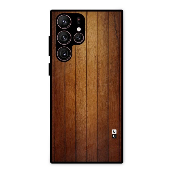Proper Brown Wood Metal Back Case for Galaxy S22 Ultra 5G